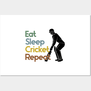 Eat Sleep Cricket Repeat Posters and Art